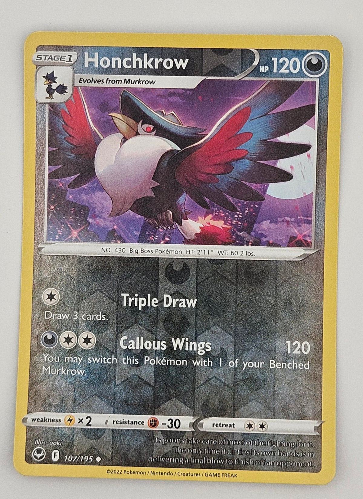 Honchkrow 107/195 Reverse Holo