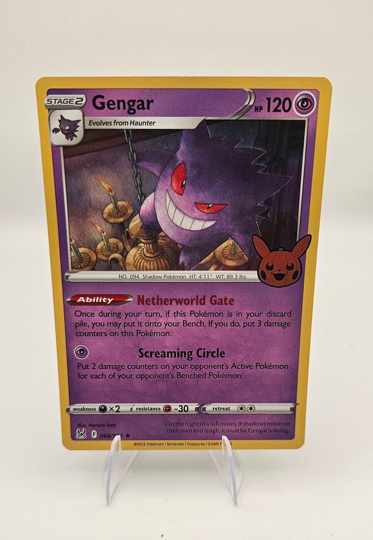 Gengar 066/196 Holo – Lost Origin (Trick or Trade stamp)