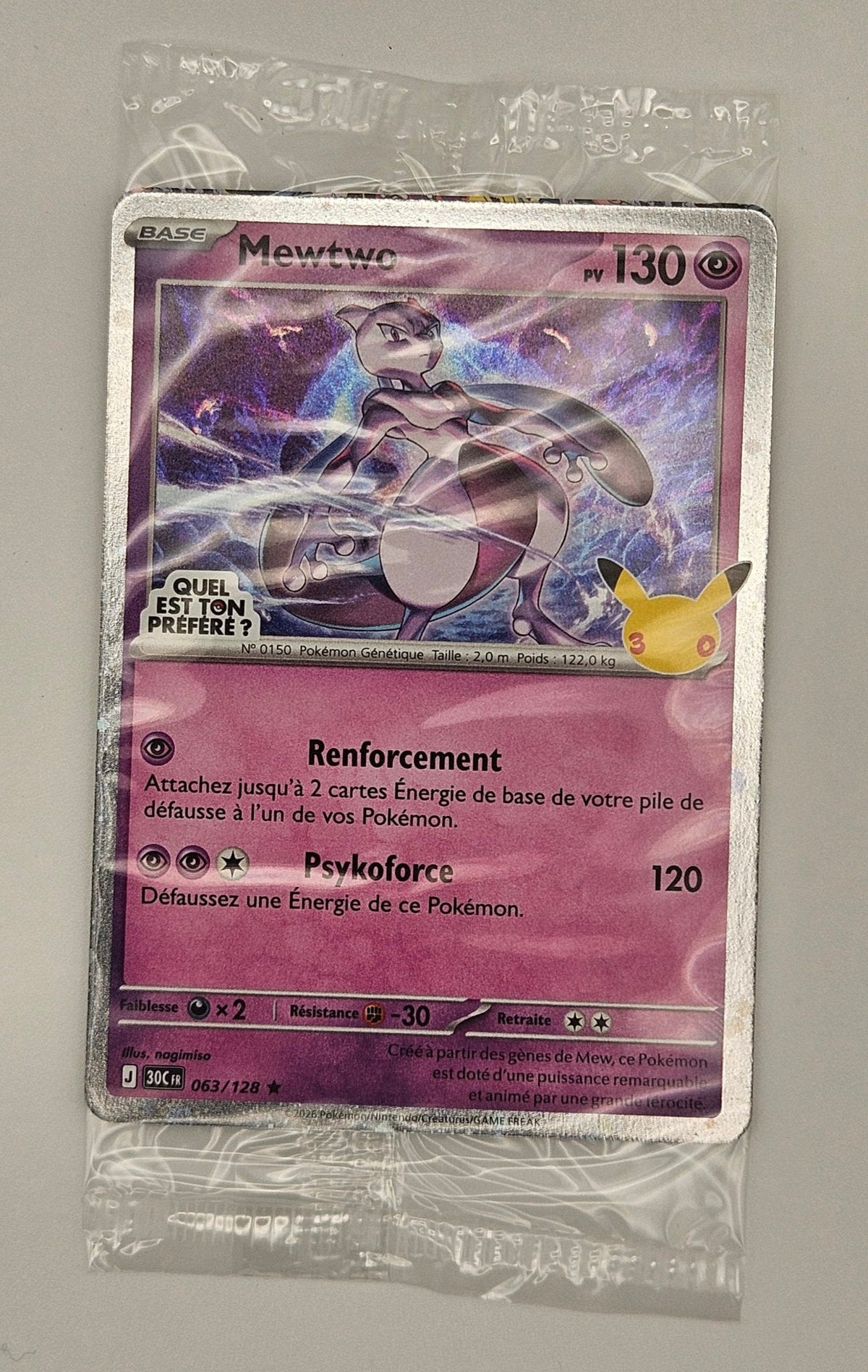 Mewtwo 063/128 Holo Rare – 30th Celebration