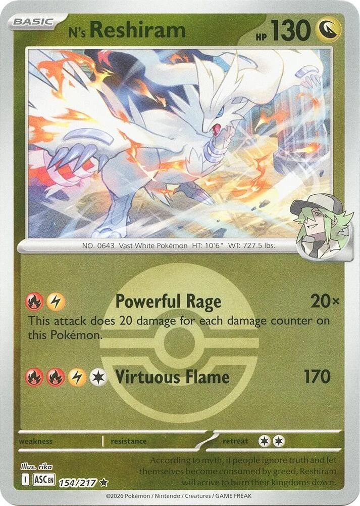 N's Reshiram 154/217 Pokeball Pattern