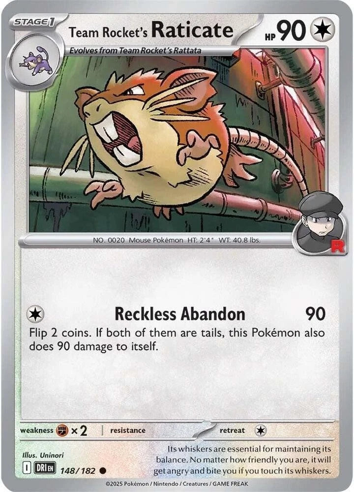 Team Rocket's Raticate 148/182 Reverse Holo