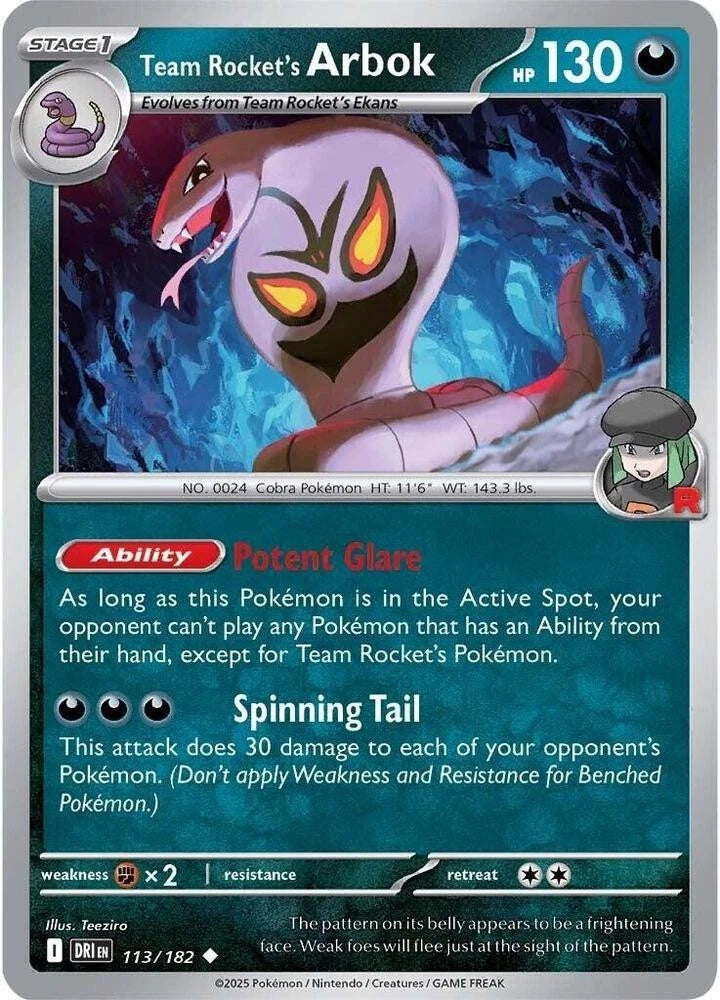 Team Rocket's Arbok 113/182 Reverse Holo