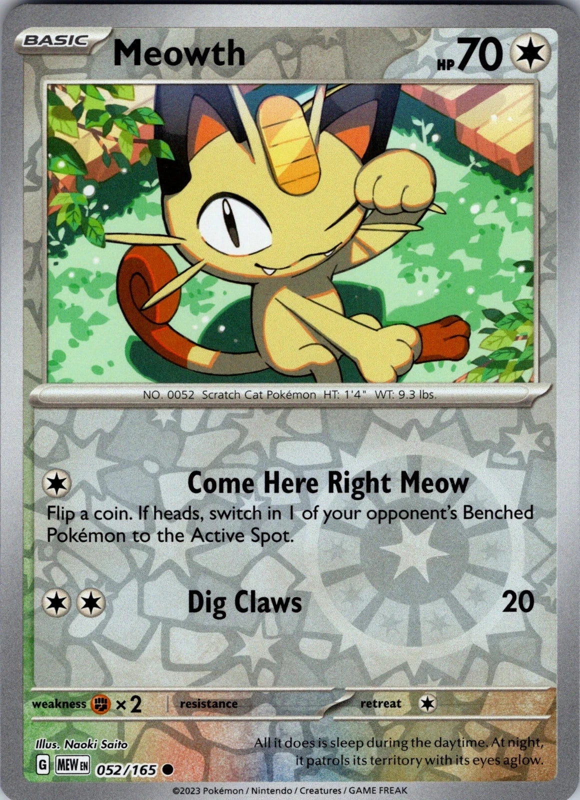 Meowth 052/165 Reverse Holo