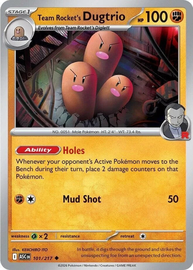 Team Rocket's Dugtrio 101/217 Reverse Holo