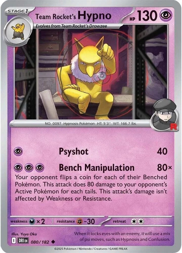 Team Rocket's Hypno 080/182 Reverse Holo